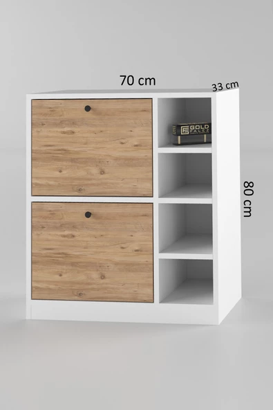 Kahve Köşesi Mutfak Rafı Çok Amaçlı Dolap Mutfak Stand Mutfak Bango Beyaz Ceviz - 4