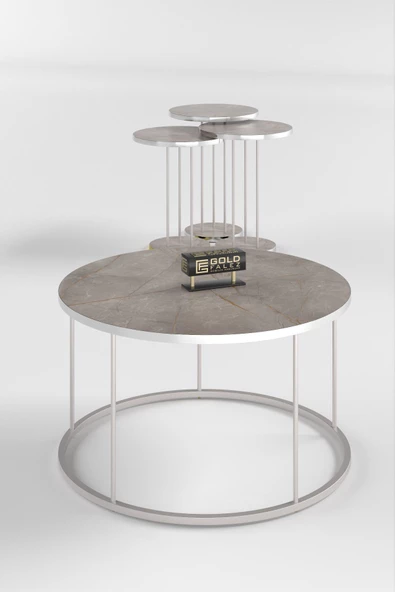 ORTA SEHPA VE ZİGON SEHPA TERRA GÜMÜŞ GORDİON ürün görseli 1