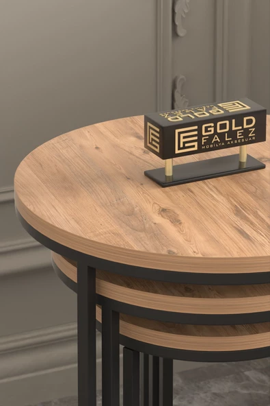 Orta Sehpa Tekli Ve 3'Lü C Zigon Sehpa Kombin Set Ceviz - Resim 7