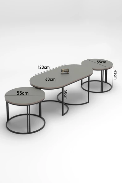 ORTA SEHPA ZİGON SEHPA YAN SEHPA 3 LÜ SET  DOLUNAY BENDİR - Resim 3