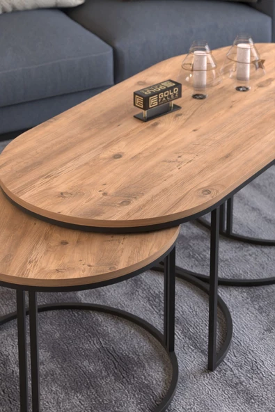 ORTA SEHPA ZİGON SEHPA YAN SEHPA 3 LÜ SET DOLUNAY ATLANTİK CEVİZ - Resim 4