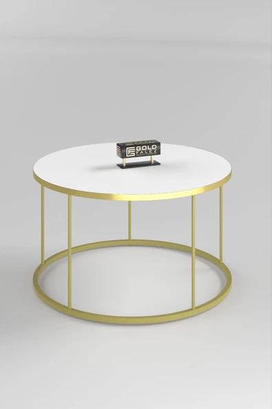 ORTA SEHPA VE ZİGON SEHPA TERRA SET GOLD BEYAZ - 2