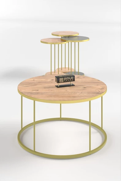 ORTA SEHPA VE ZİGON SEHPA TERRA SET GOLD ANTRASİT CEVİZ ürün görseli 1