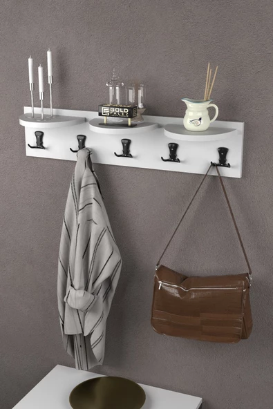 Askılık Duvar Elbise Askılığı Portmanto 80 Cm Beyaz - 2