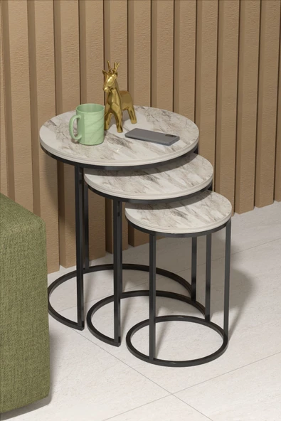 Orta Sehpa Tekli Ve 3'Lü C Zigon Sehpa Kombin Set Efes - Resim 5