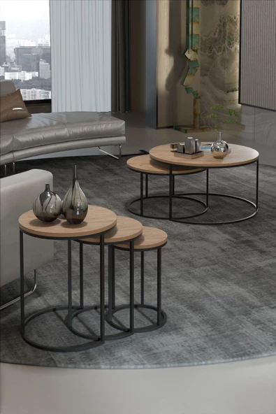 ORTA SEHPA VE ZİGON SEHPA SET İKİLİ LÜX C ZİGON CEVİZ - 2