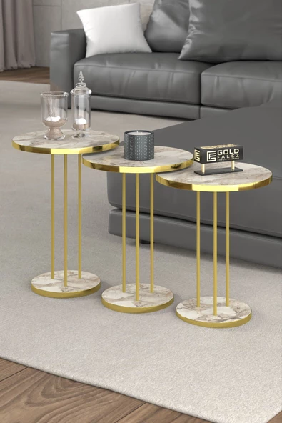 ORTA SEHPA VE ZİGON SEHPA TERRA SET GOLD EFES - Resim 5