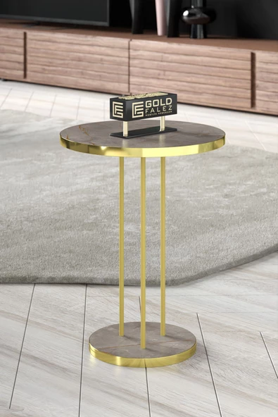 ORTA SEHPA VE ZİGON SEHPA TERRA SET GOLD GORDİON - Resim 6