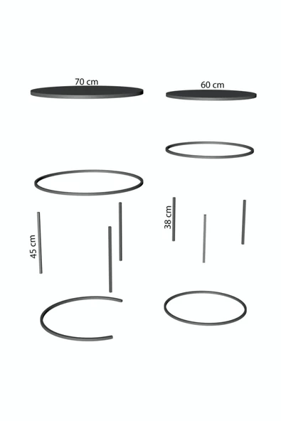 ORTA SEHPA VE ZİGON SEHPA SET İKİLİ LÜX C ZİGON BEYAZ - Resim 4