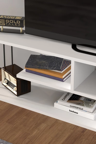 TV SEHPASI TV ÜNİTESİ RAFLI 140 CM GZD BEYAZ - 4