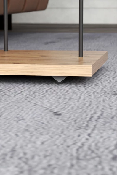 Yan Sehpa Tekerlekli Servis Sehpası HND Dikdörtgen Atlantik çam - Resim 3