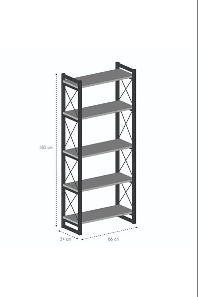 5 Raflı Kitaplık Ceviz - 2