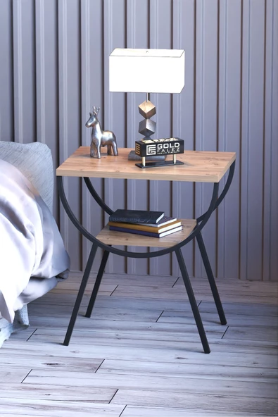 Yan Sehpa Komodin Metal Ayak CEVİZ - 3