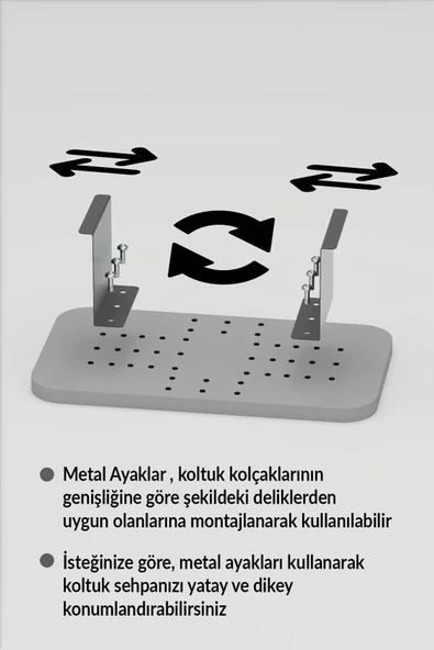 Yan Sehpa Ayarlanabilir Tepsi DİKDÖRTGEN Dekoratif Modern Yatay Dikey Koltuk Sehpası KREM - 2