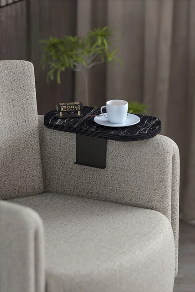Yan Sehpa Ayarlanabilir Tepsi OVAL Dekoratif Modern Yatay Dikey Koltuk Sehpası BENDİR - Resim 2