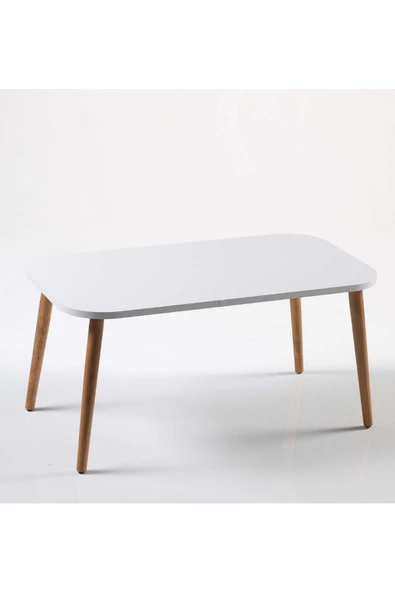 Zigon Sehpa Ve Orta Sehpa Set Ahşap Kr Torna Beyaz - Resim 2