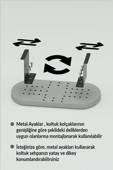 Yan Sehpa Ayarlanabilir Tepsi OVAL Dekoratif Modern Yatay Dikey Koltuk Sehpası GORDİON - 4
