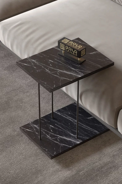 Yan Sehpa Tekerlekli Servis Sehpası HND Dikdörtgen Bendir - 2