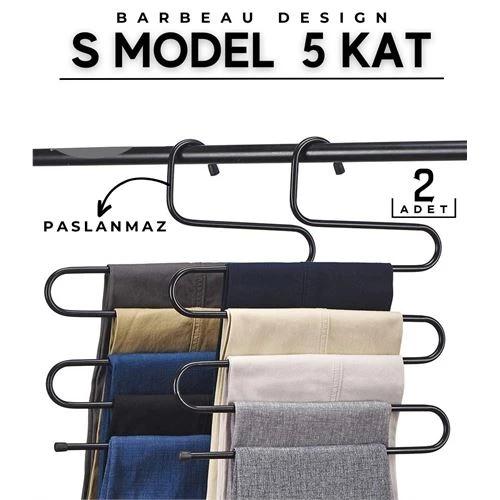 ModaCar Barbeau Black 2 li 5 Kat Pantolon Askısı