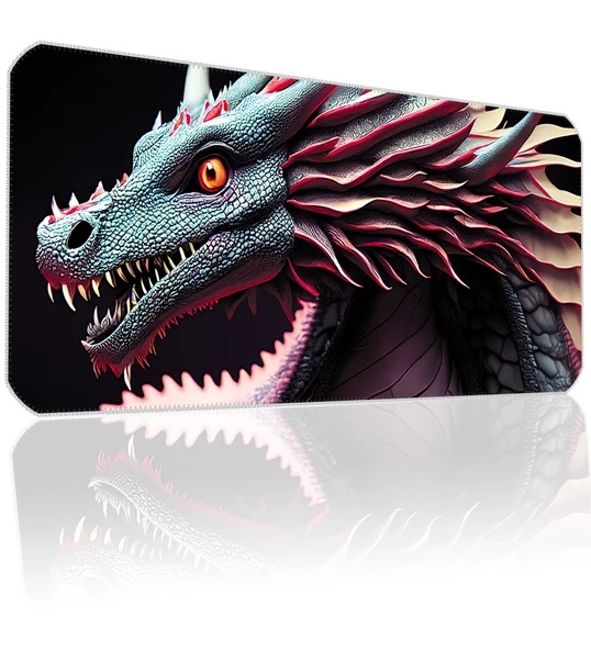 70x30 Ejderha ilyuka MP327030 Büyük Boy XL Gaming Mousepad Dikişli Kenar Kaymaz Taban 70x30cm