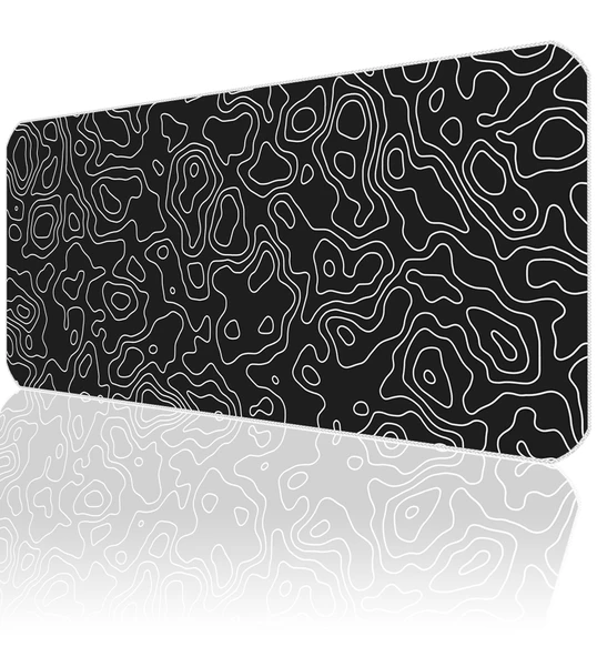 70x30 Black Topography Map MP107030 ilyuka XXL Büyük Boy Dikişli Kaymaz Taban Gaming Oyuncu Mousepad 70x30cm