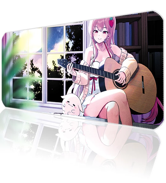 70x30 Anime Guitarist Girl ilyuka MP257030 Büyük Boy XL Gaming Mousepad Dikişli Kenar Kaymaz Taban 70x30cm