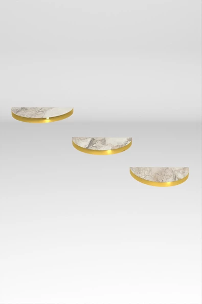 Duvar Rafı Dekoratif 3 Adet Çiçeklik Oval Altın Efes - 4