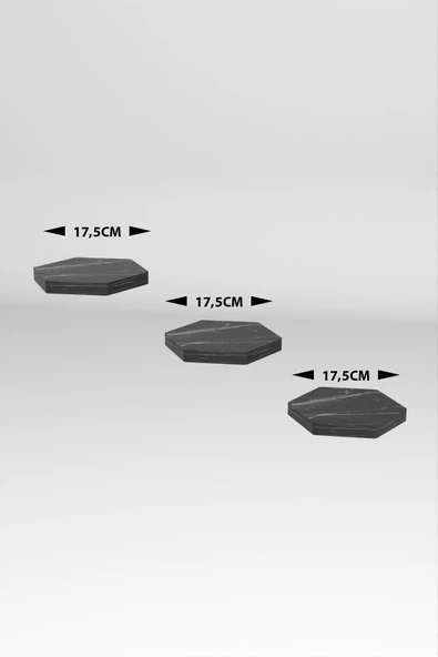 Duvar Rafı Dekoratif 3 Adet Çiçeklik Altıgen Ceviz - 5