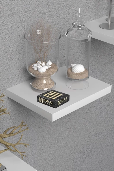 Duvar Rafı Dekoratif 3 Adet Çiçeklik Kare Beyaz - 3