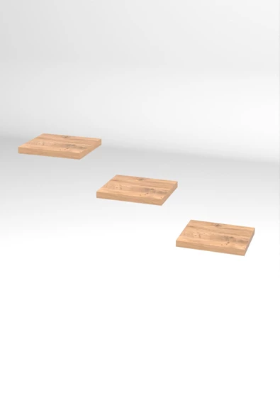 Duvar Rafı Dekoratif 3 Adet Çiçeklik Kare Ceviz - 4