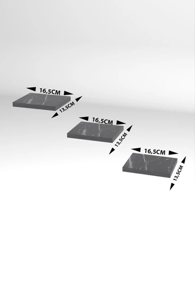 Duvar Rafı Dekoratif 3 Adet Çiçeklik Kare Ceviz - 5