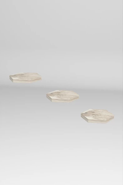 Duvar Rafı Dekoratif 3 Adet Çiçeklik Altıgen Efes - 4