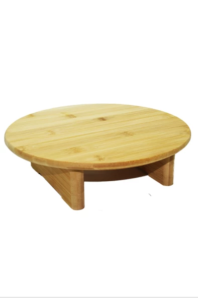 Ahşap Kesim Tahtası Panosu 30 Cm. Yuvarlak Bambu Ayaklı -10506