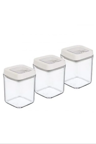 Vakumlu Erzak Kavanozu Kare 3lü Set -OKY-234