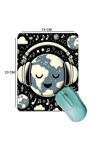 SonicTouch Huzur Vakti Dünya Temalı Pürüzsüz Yüzey Kaymaz Taban Dikişsiz Kenar Gamer Oyuncu Mouse Pad 19x23cm - 2