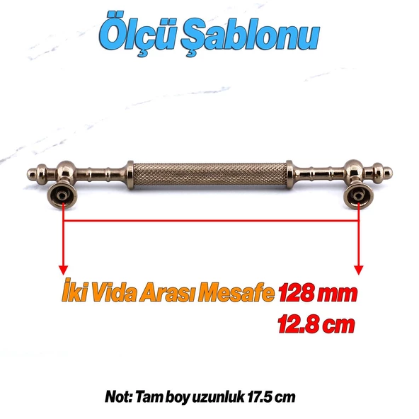 Arsin Ladin Metal Kulp 128 mm - 12.8 cm Mobilya Çekmece Mutfak Dolabı Dolap Kulpları Kulpu Kulpları - Resim 2