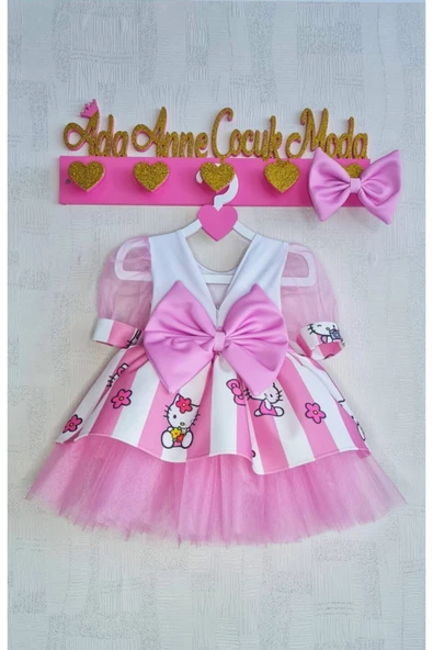 Kız Çocuk Pembe Kabarık Tüllü Hello Kitty Elbise - 3