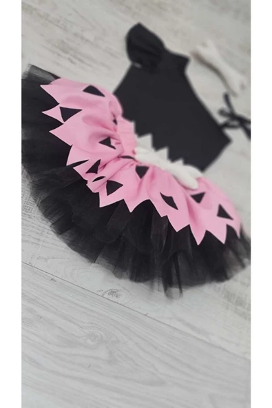 Taş Devri Pembe Çakıl Kostüm Etek Bluz Takım - 6