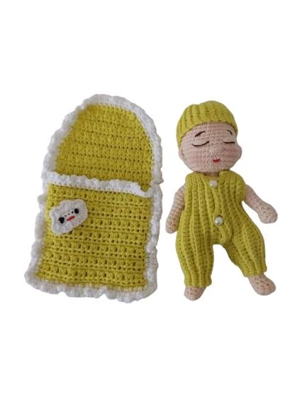 Uyuyan Minnak Bebek Amigurumi Organik Oyuncak - 1