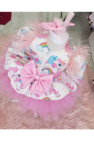 Kız Çocuk Pembe My Little Pony Unicorn Tüllü Elbise - 3