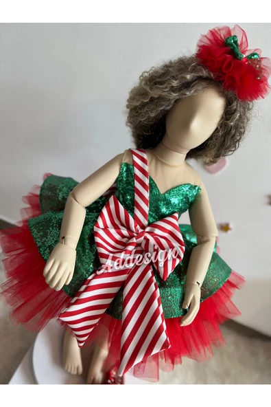 Yeni yıl kız çocuk elbisesi, Payetli kız çocuk elbisesi, Christmas Dress - 7