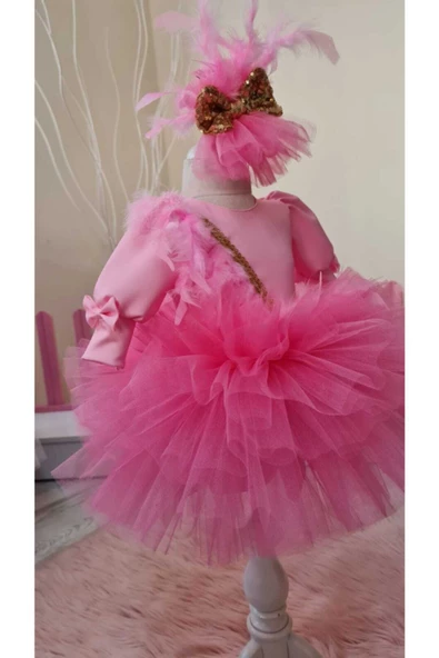 Şeker Pembe Kabarık Tütülü Elbise - 6