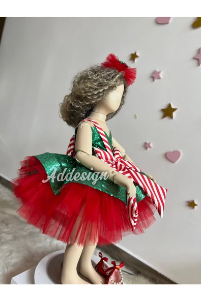 Yeni yıl kız çocuk elbisesi, Payetli kız çocuk elbisesi, Christmas Dress - 4