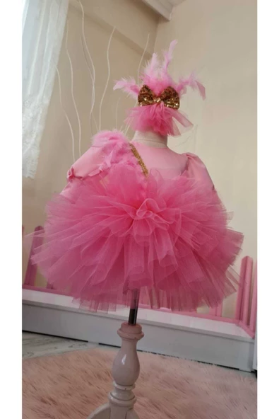 Şeker Pembe Kabarık Tütülü Elbise - 2