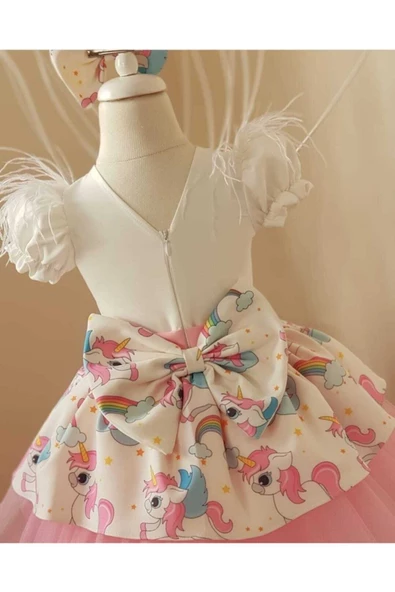 Kız Çocuk Beyaz Unicorn My Little Pony Kabarık Elbise - 3