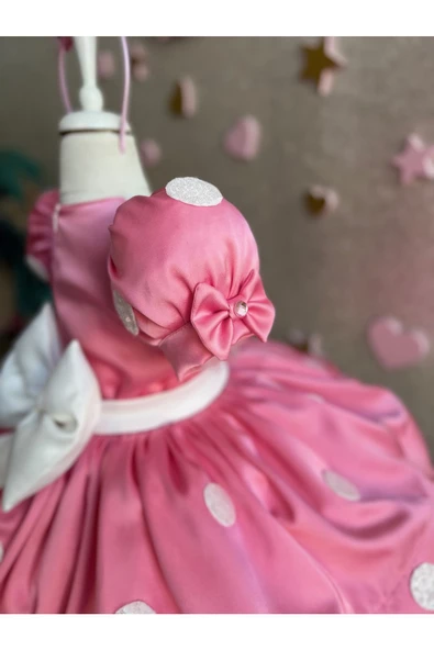 Pembe Minnie Mouse elbisesi Minnie Mouse'un doğum günü elbisesi. minnie fare kostümü - 5