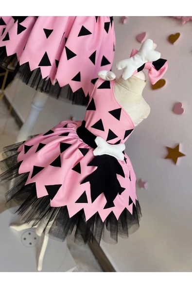 ANNE KIZ PEMBE ÇAKIL ÇAKMAKTAŞ ELBİSE (SEPETE AYRI EKLENMELİDİR, FİYATLARI AYRIDIR) - 4