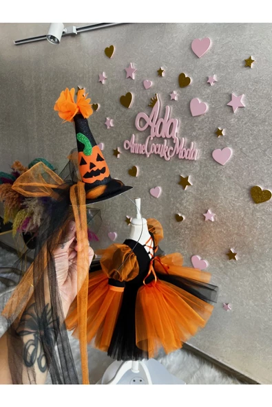 siyah turuncu Cadılar Bayramı Elbisesi Halloween kostüm Cadılar Bayramı partisi elbisesi - 2