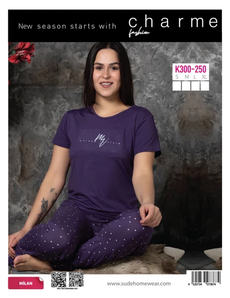 CHARME K-300-250 MİLAN BAYAN GENÇ BEYZİK KISA KOL PİJAMA TAKIMI