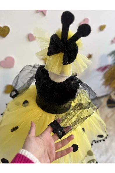 Kız çocuk arı maya kostüm,arı maya elbise,arı maya kabarık elbise - Resim 6